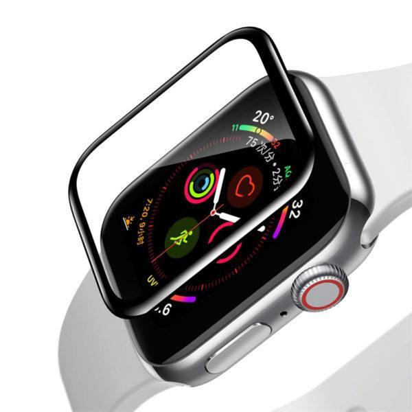 Tvrzené sklo (Tempered Glass) BASEUS pro Apple Watch 40mm Series 4 / 5 - 3D okraj - černé / čiré